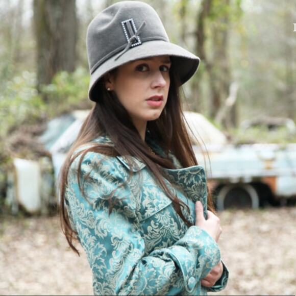 Vintage Accessories - Vtg 20s gray cloche hat flapper 60s repro